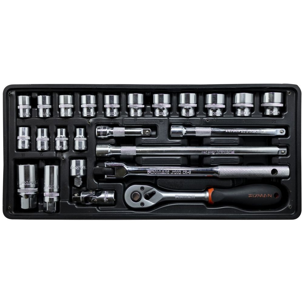 FIXMAN TRAY 24 PIECE 3/8&#39; DRIVE SOCKETS AND ACCESSORIES