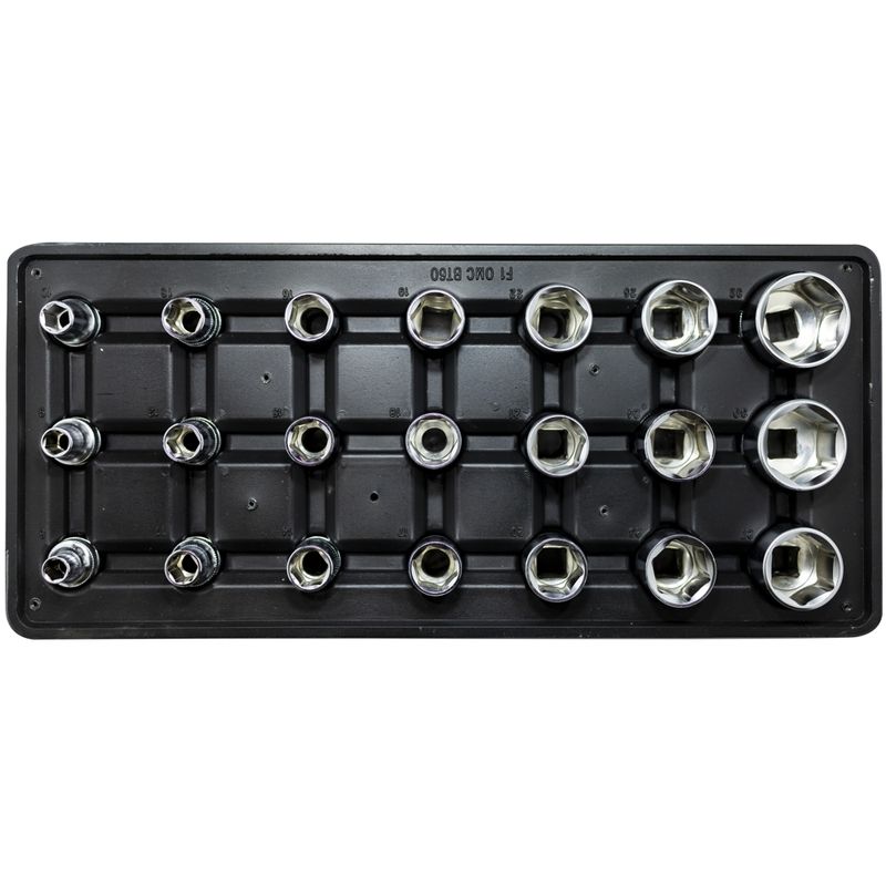 FIXMAN TRAY 21 PIECE 1/2&#39; DRIVE SOCKETS