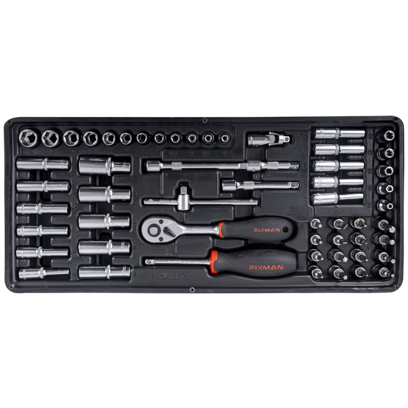 FIXMAN TRAY 56 PIECE 1/4&#39; DRIVE SOCKETS AND ACCESSORIES