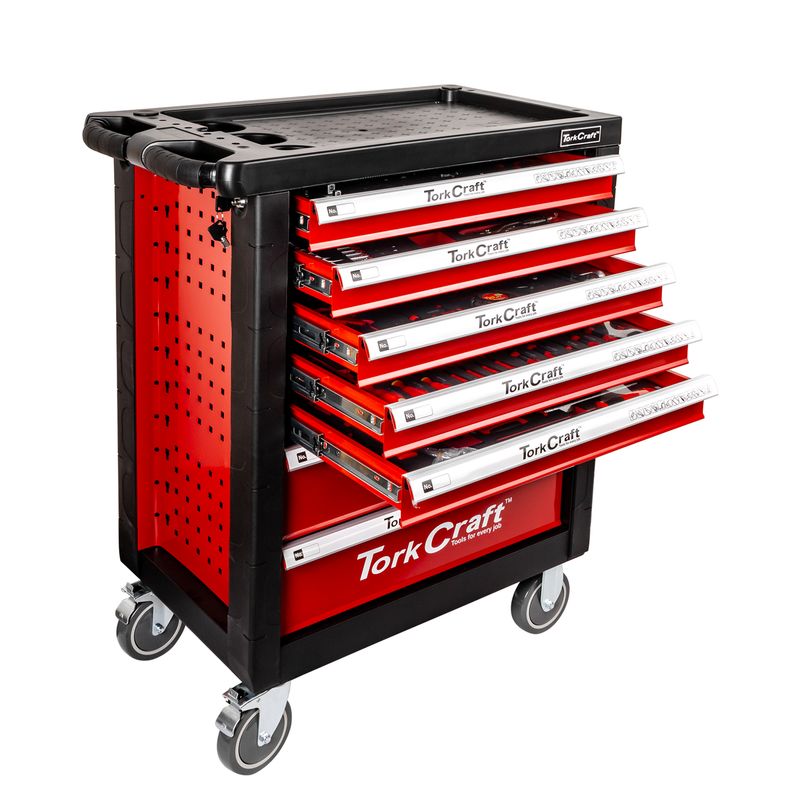 TORK CRAFT 7 DRAWER ROLLER CABINET ON CASTORS WITH 196PC OF STOCK