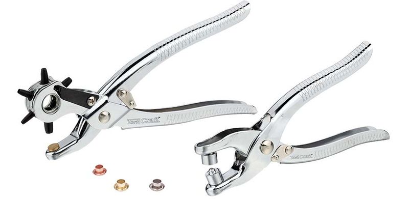 LEATHER HOLE PUNCH &amp; GROMMET SETTING TOOL KIT C/W 100PC EYELETS 5MM
