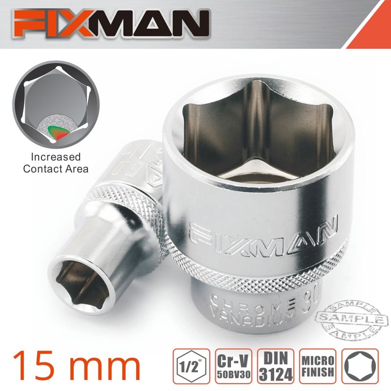 FIXMAN 1/2&#39; DRIVE HEX SOCKET 15MM X 21.8MM
