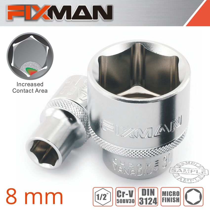 FIXMAN 1/2&#39; DRIVE HEX SOCKET 8MM X 21.8MM