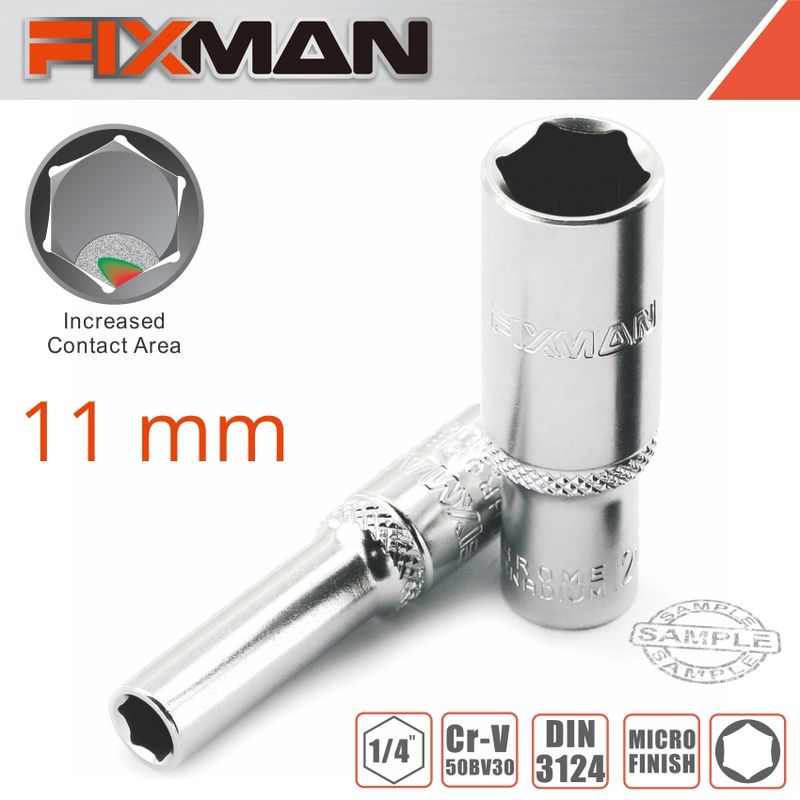 FIXMAN 1/4&#39; DR DEEP SOCKET 11MM