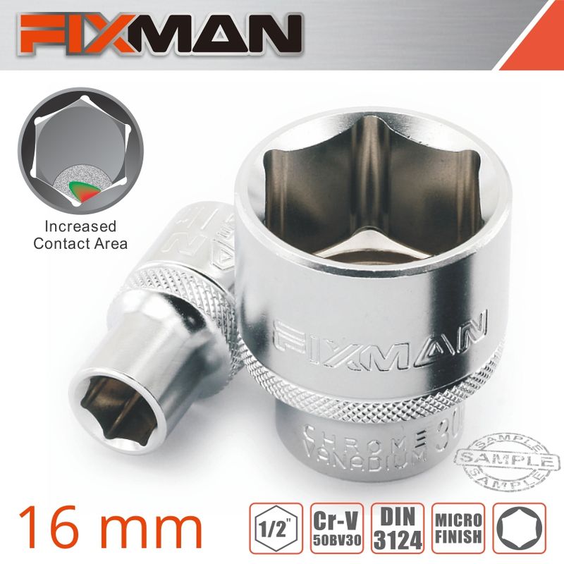 FIXMAN 1/2&#39; DRIVE HEX SOCKET 16MM X 21.8MM