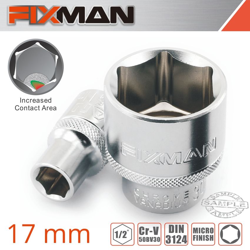 FIXMAN 1/2&#39; DRIVE HEX SOCKET 17MM X 23.8MM