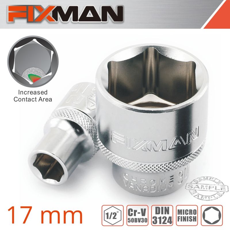 FIXMAN 1/2&#39; DRIVE HEX SOCKET 17MM X 23.8MM