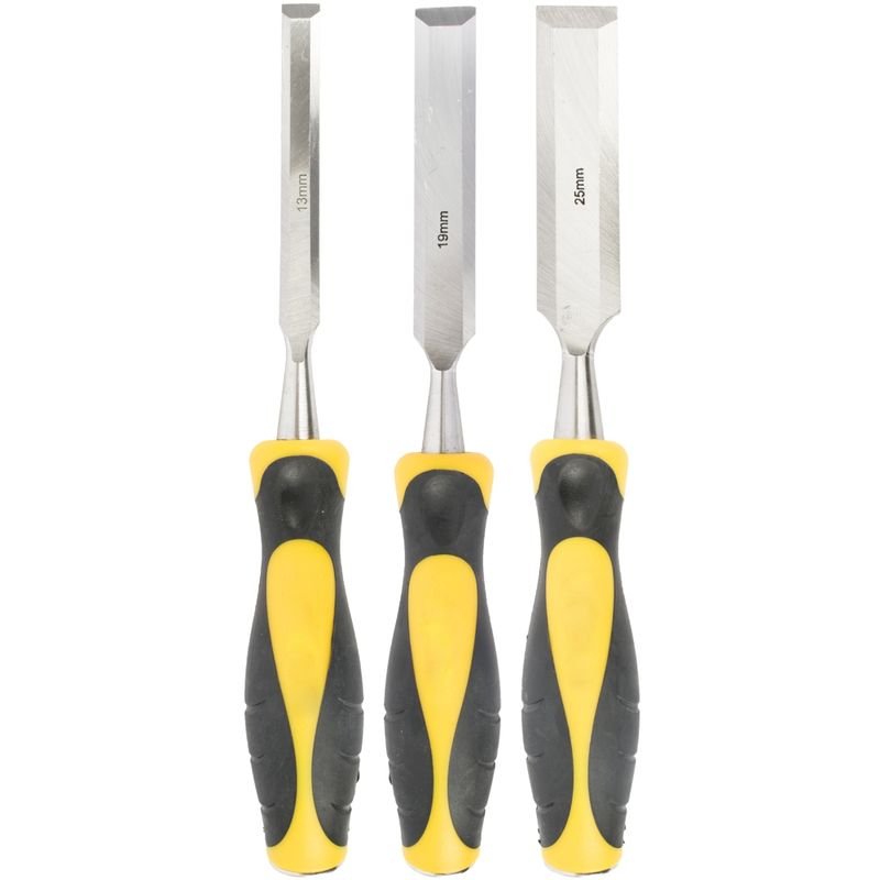 WOOD CHISEL 140MM BLADE 3PC 13/19/25 WITH PVC HANDLE