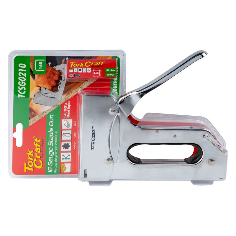 STAPLE GUN 16G 8-12MM H/DUTY T50 WITH 200PC 1.2MMX8MM STAPLES
