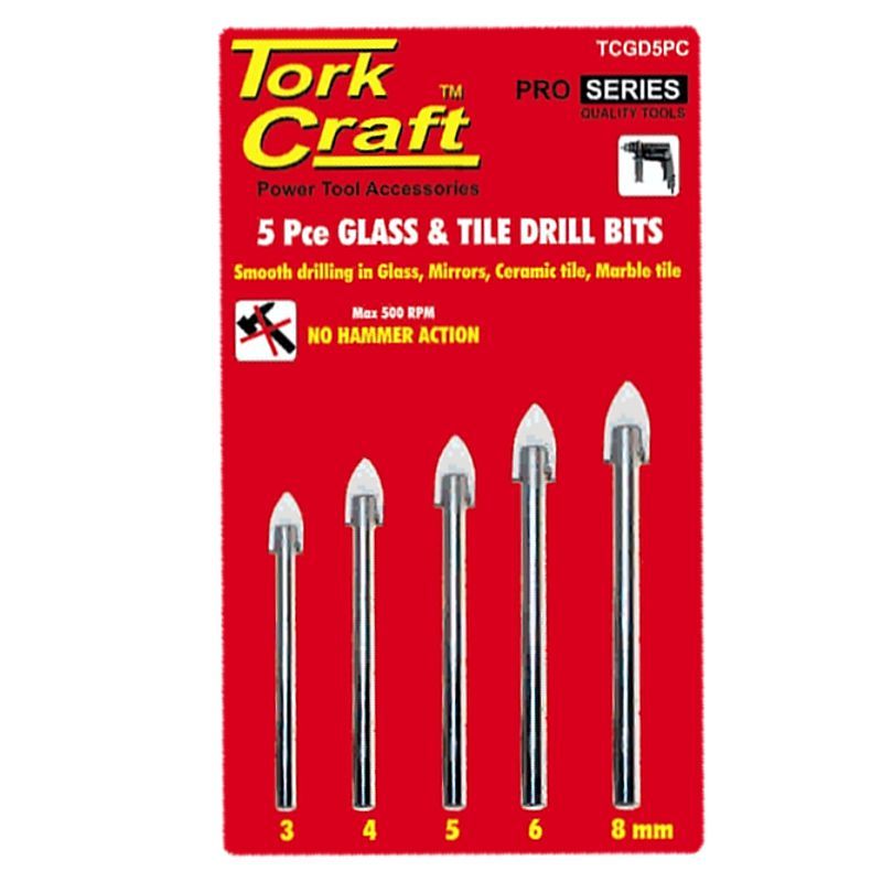 GLASS &amp; TILE DRILL BIT SET 5 PCE 3/4/5/6/8
