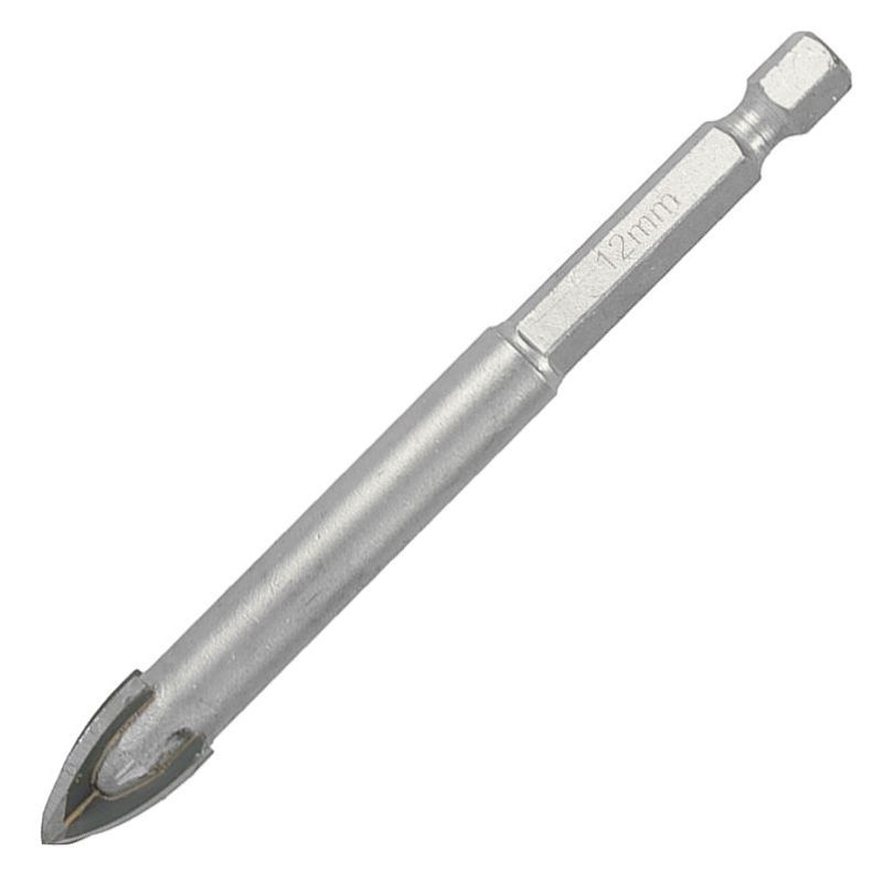 GLASS &amp; TILE DRILL 12MM 4 FLUTE WITH HEX SHANK