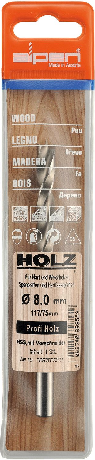 WOOD DRILL BIT PROFI HSS 8MM