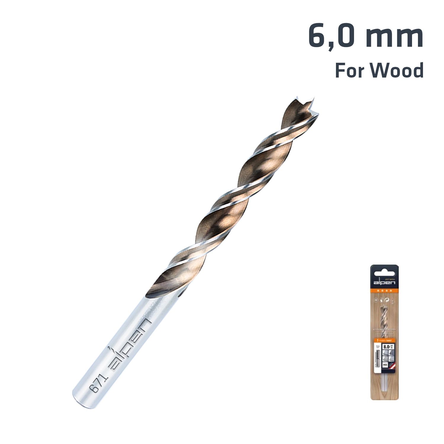 TIMBER TWIST 6.0MM WOOD DRILL BIT SLEEVED