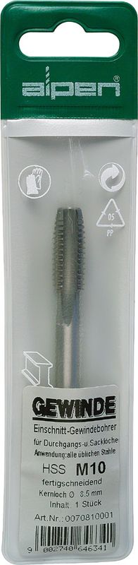 TAP 8MM HSS IN POUCH 1.25MM PITCH