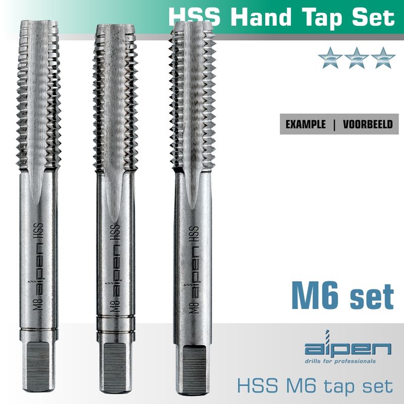 HAND TAP SET IN POUCH M6 HSS 1.0MM PITCH