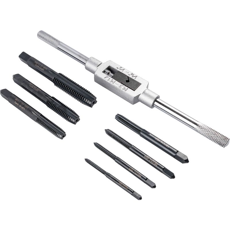 HSS TAPS M3 - M12 &amp; TAP WRENCH 8PC CARDED SET MM
