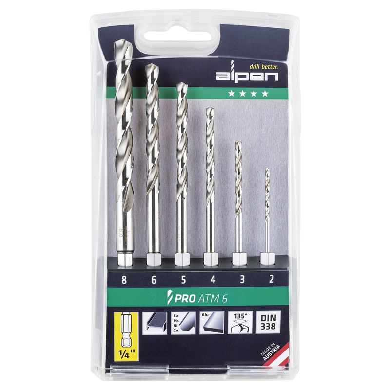 HEX SHANK HSS PRO SET 6 PIECE 2 3 4 5 6 8MM