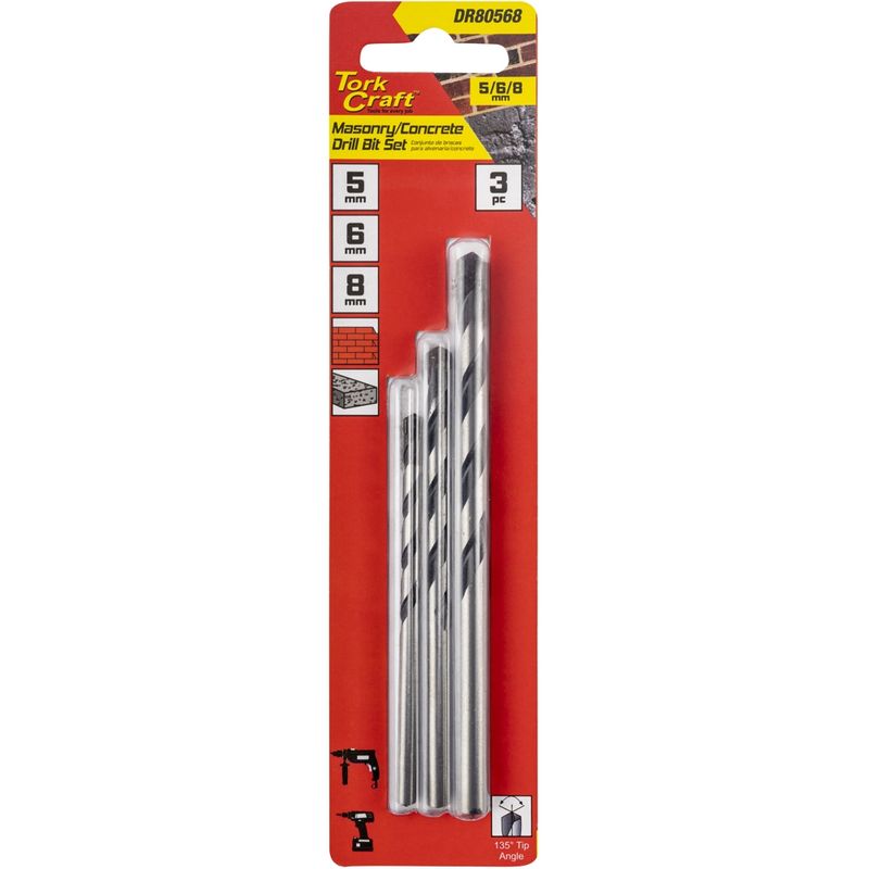 DRILL BIT MASONRY/CONCRETE 3PC SET 5-6-8MM