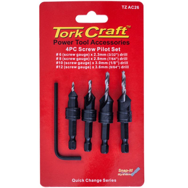 SCREW PILOT/COUNTERSINK SET 4PCE