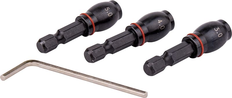 DRILL BIT ADAPTOR SET 3PC 3.4.5MM FEM RND- GRUB SCREW TYPE 1/4&#39;M HEX S