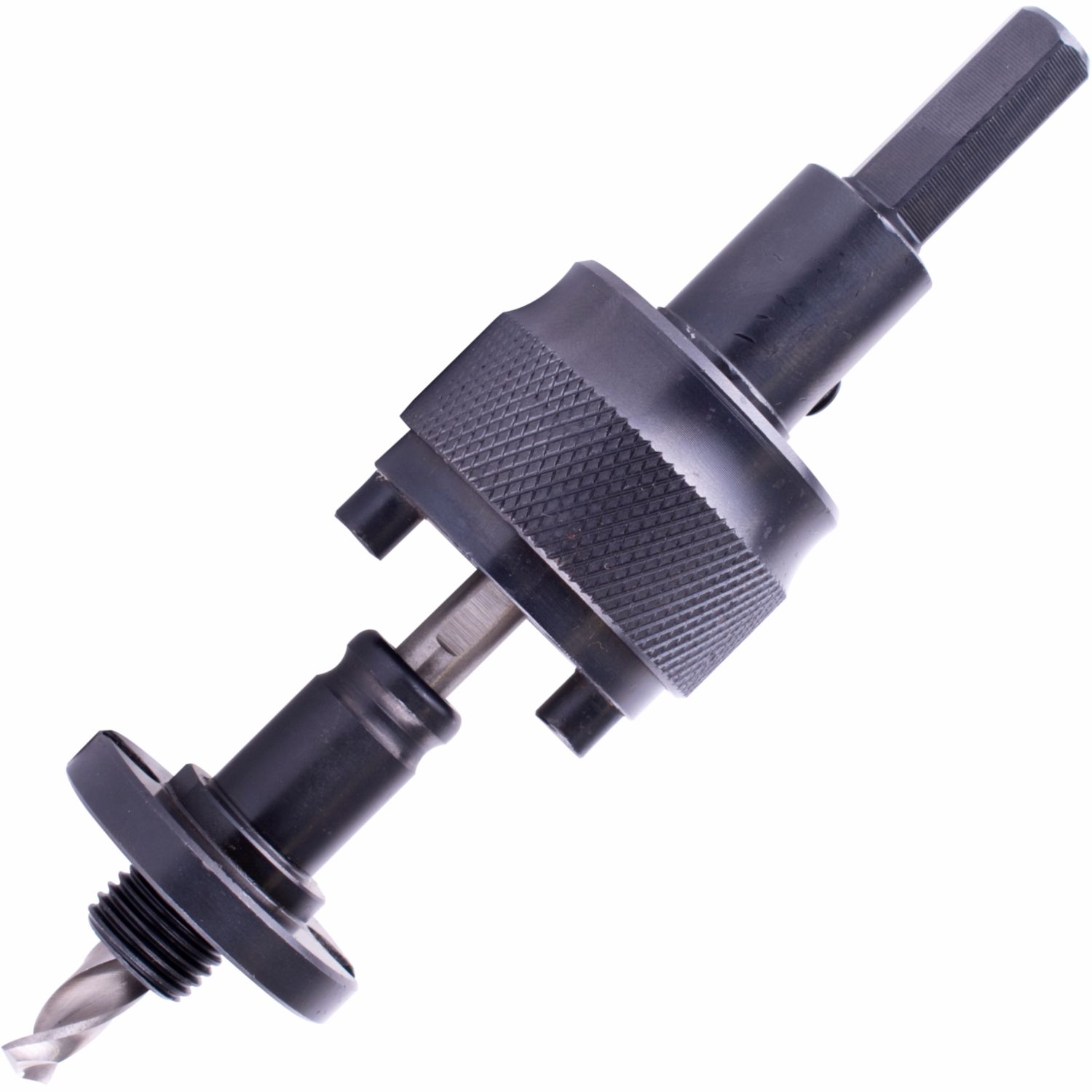 MANDREL 14MM-152MM QUICK CHANGE WITH 11MM HEX SHANK C/W 1/4&#39; HSS PILOT