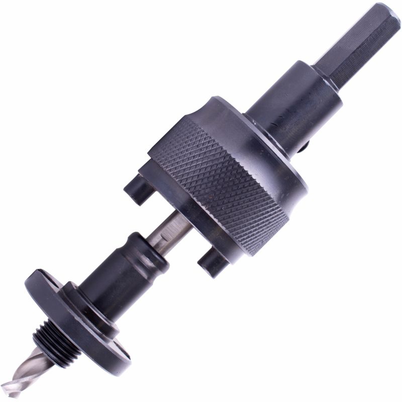 MANDREL 14MM-152MM QUICK CHANGE WITH 11MM HEX SHANK C/W 1/4&#39; HSS PILOT