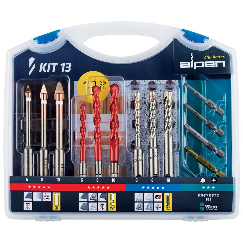 KERAMO PROFI MULTICUT &amp; F8 EXTREME 13 PCE SET 6 8 10MM TX &amp; PZ BITS
