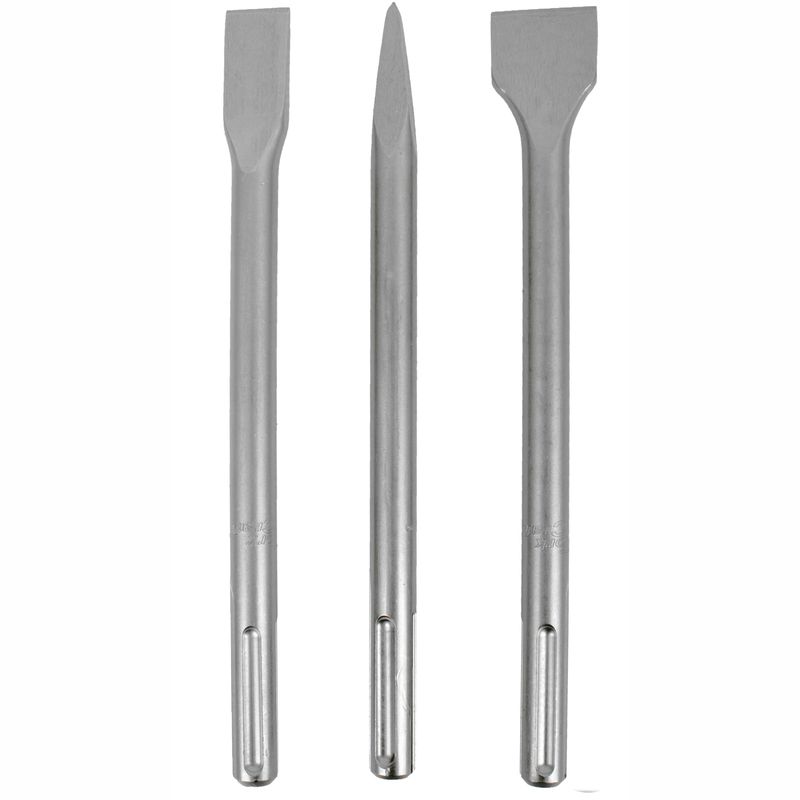 SDS MAX CHISEL 3PC SET 18X300MM POINTED 18X300X25MM FLAT 18X300X40MM