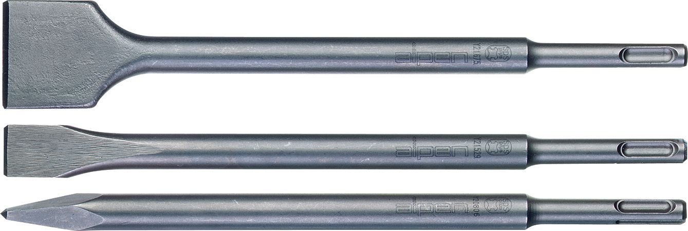 SDS CHISEL SET PLASTIC TUBE POINT X250MM FLAT 20X250 FLAT 40X250