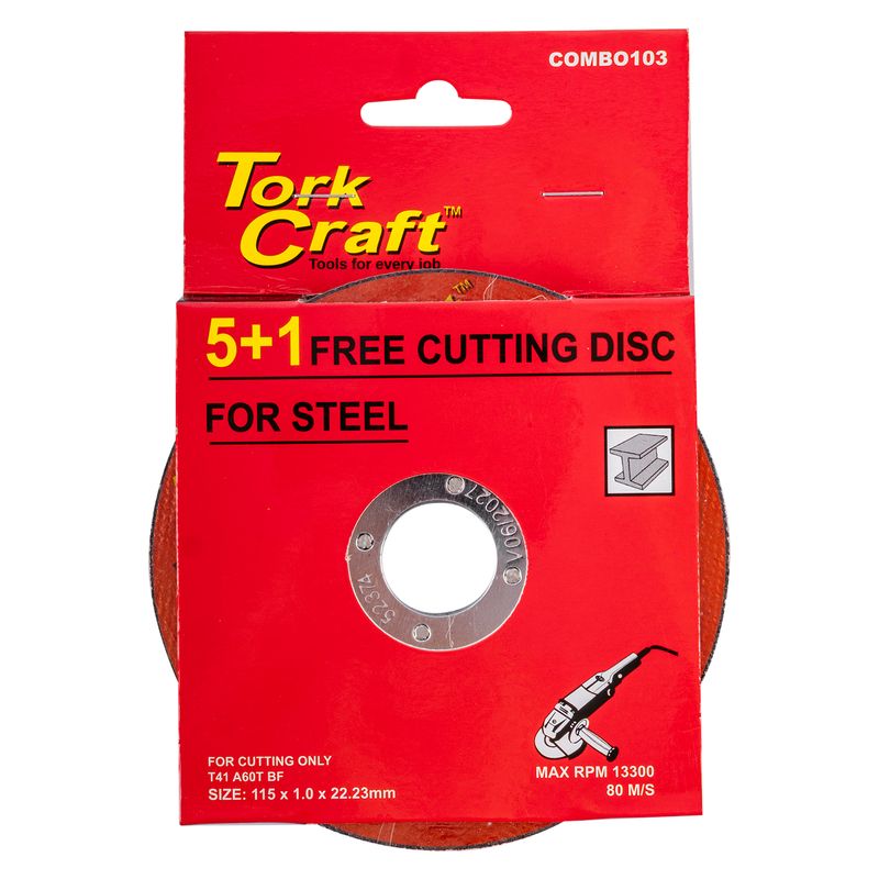 5 + 1 FREE CUTTING DISC STEEL 115 x 1.0 x 22.2MM