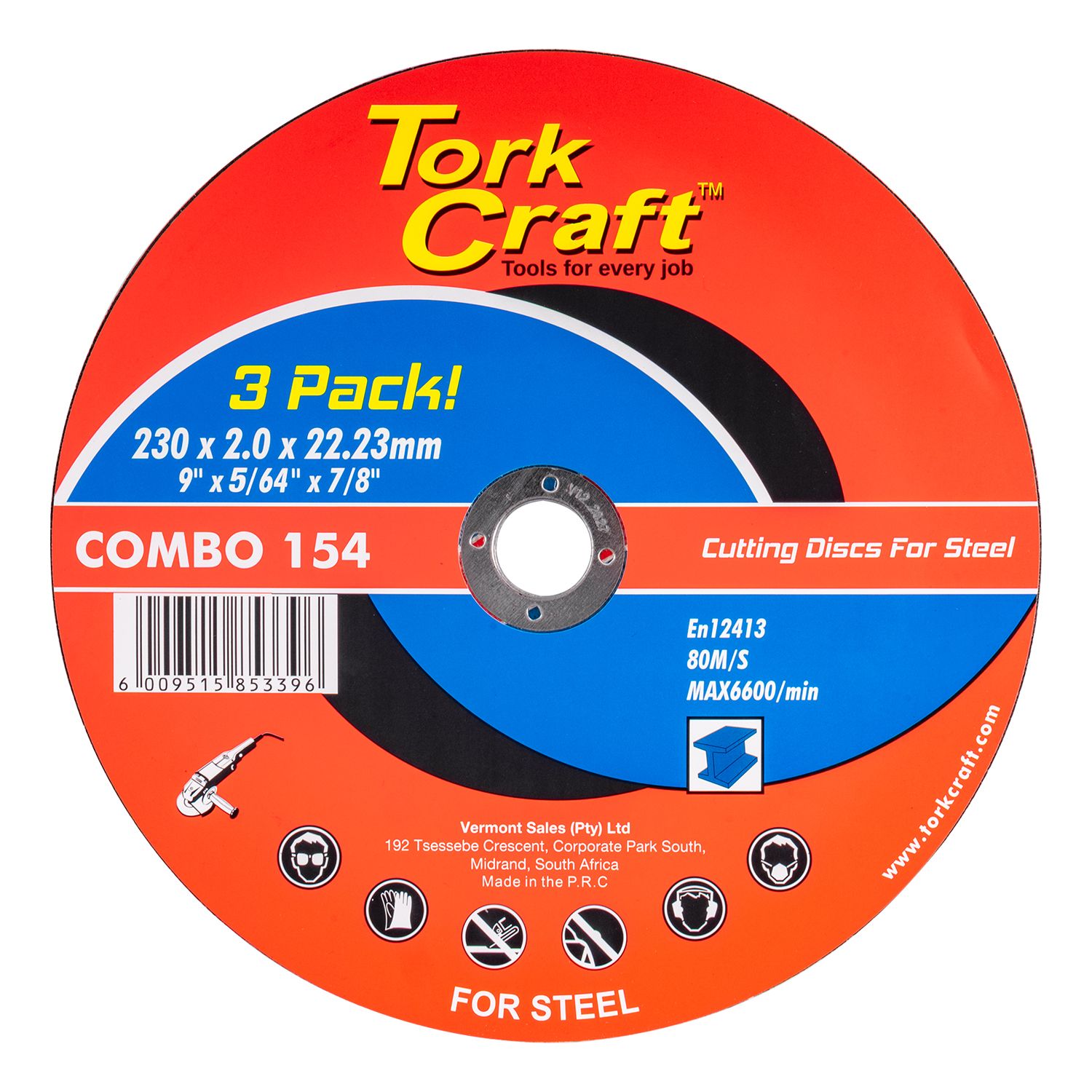 CUTTING DISC (3 PK) STEEL 230X2.0X22.23MM (ABR230S-1)
