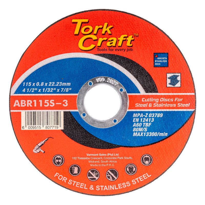 CUTTING DISC STEEL &amp; SS 115 x 0.8 x 22.2 MM