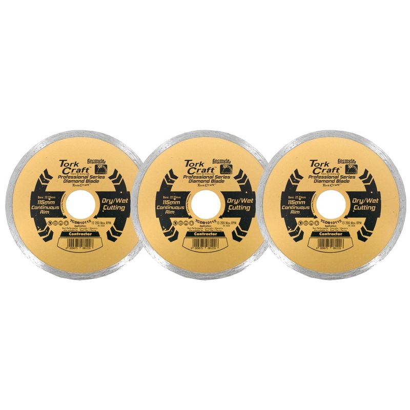 DIAMOND BLADE 115MM CONT.RIM PROFESIONAL BULK 3 PACK SHRINK