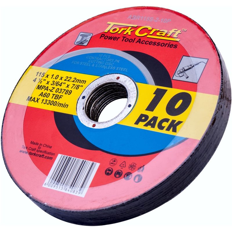 CUTTING DISC STEEL &amp; SS 115 x 1.0 x 22.2 MM 10 PACK