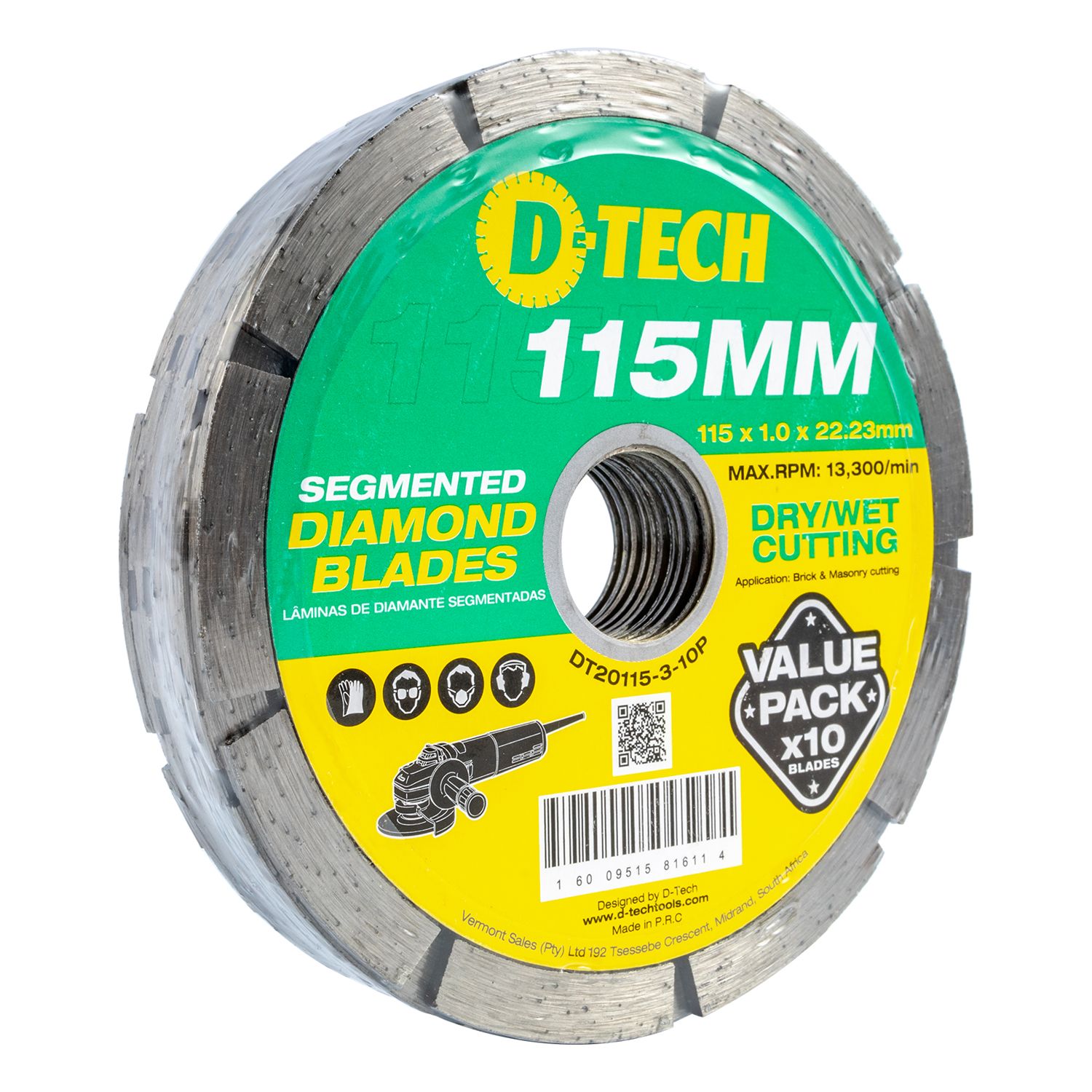DIAMOND BLADE SEGMENTED 115 X 22.23 BRICK &amp; MASONRY 10PACK