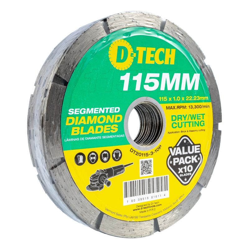 DIAMOND BLADE SEGMENTED 115 X 22.23 BRICK &amp; MASONRY 10PACK