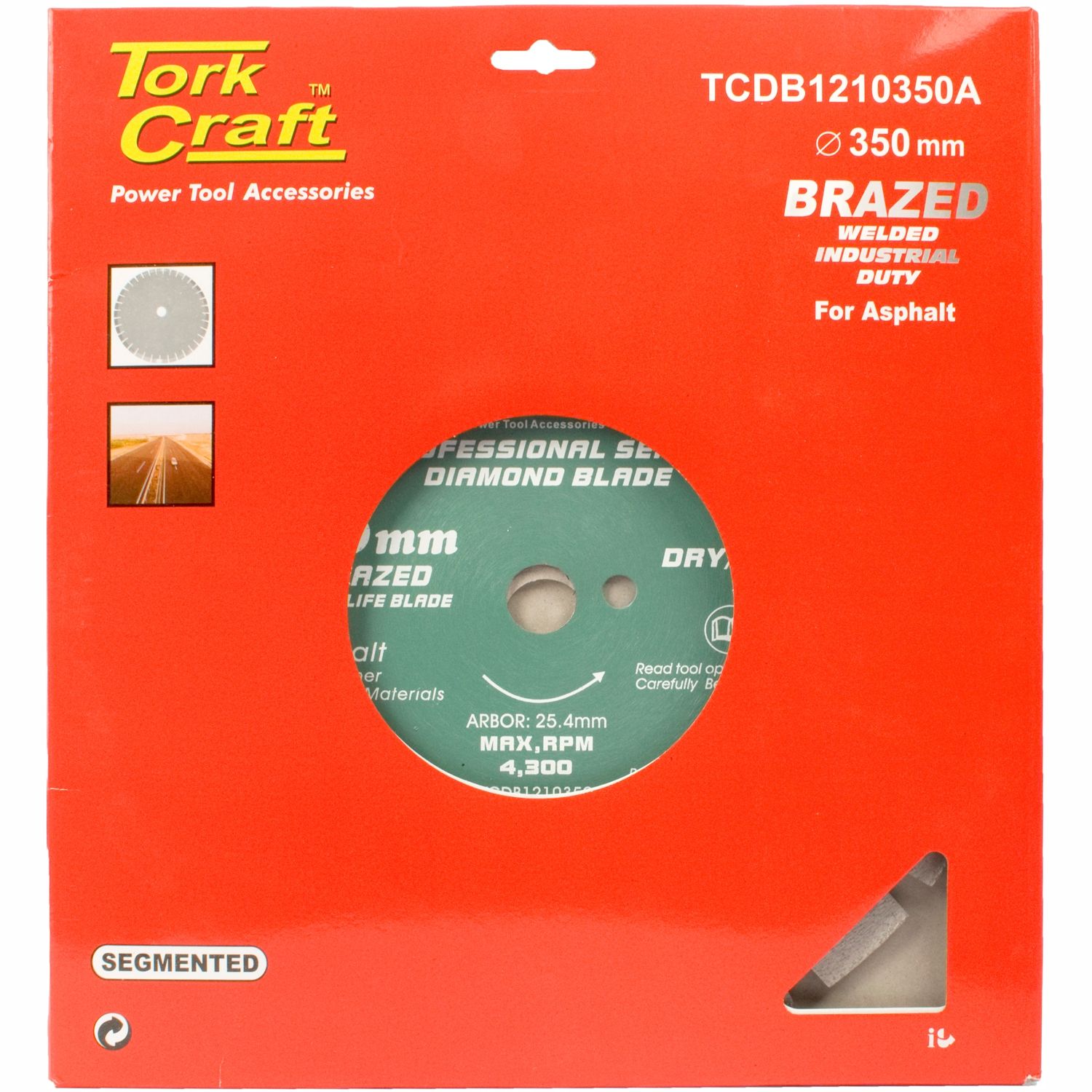 DIAMOND BLADE BRAZED 350 X 25.4MM FOR ASPHALT TAR