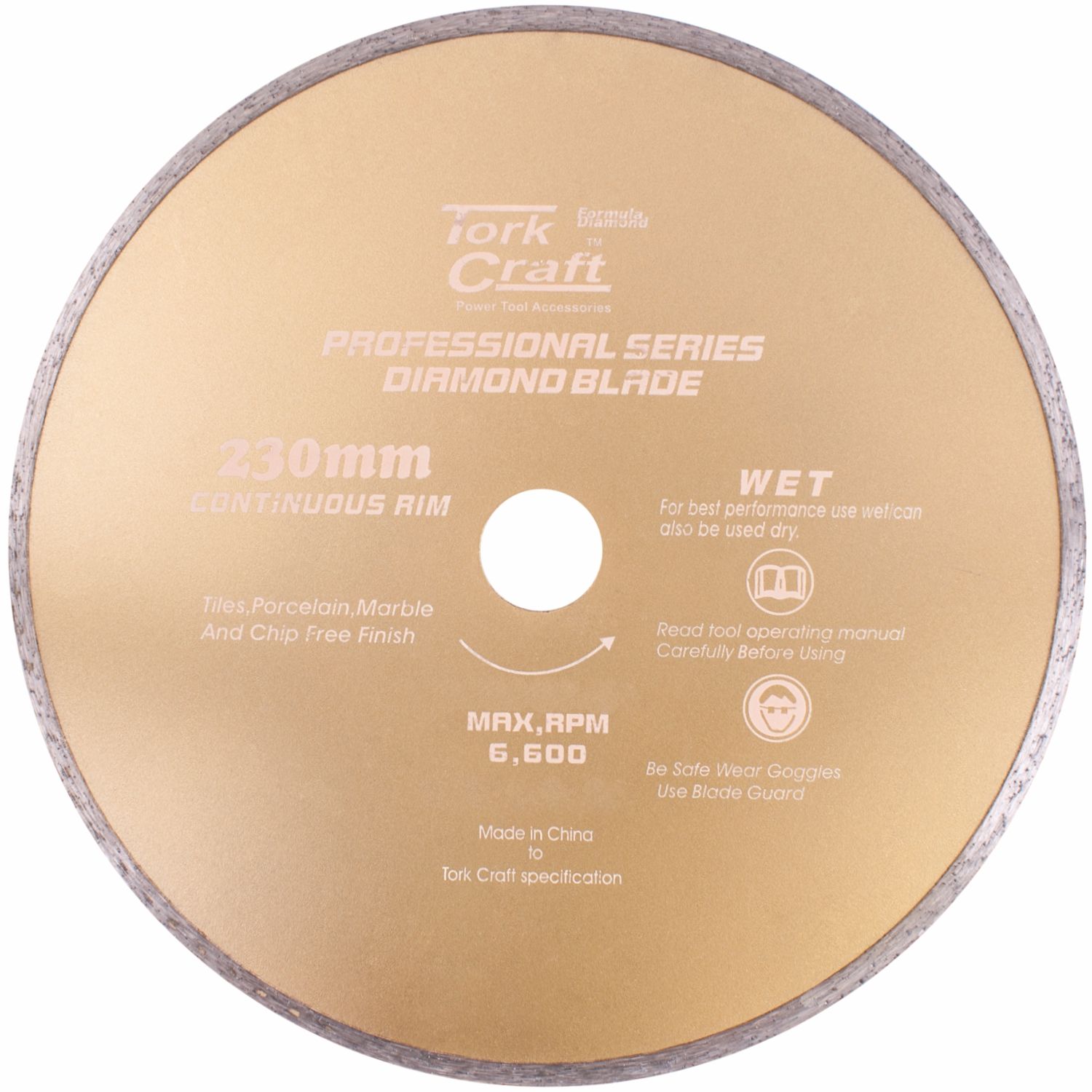 DIAMOND BLADE CONTINUES THIN RIM 230X22.22MM