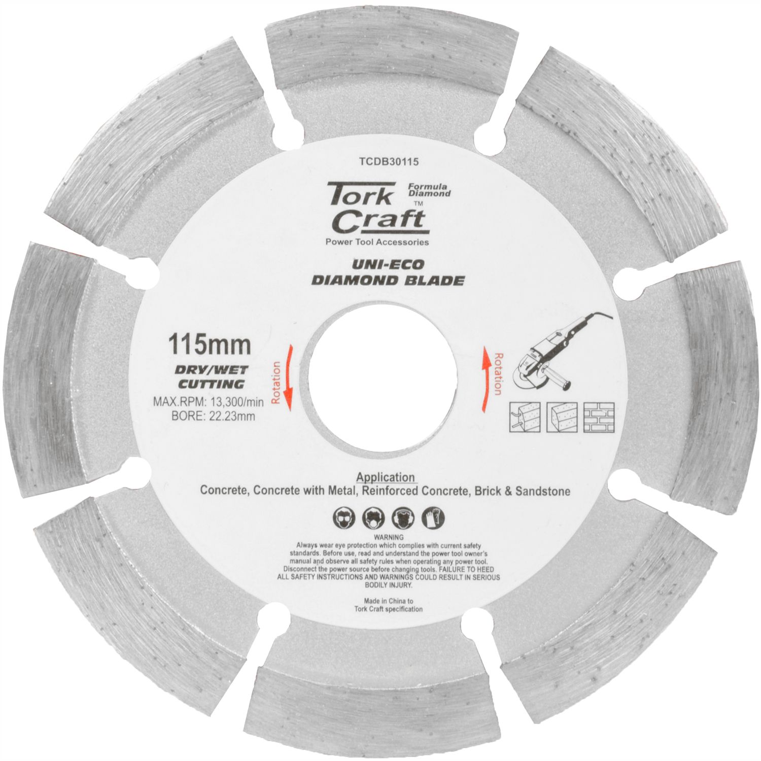 DIAMOND BLADE SEGM 115MM X 10MM REINFORCED CONCRETE