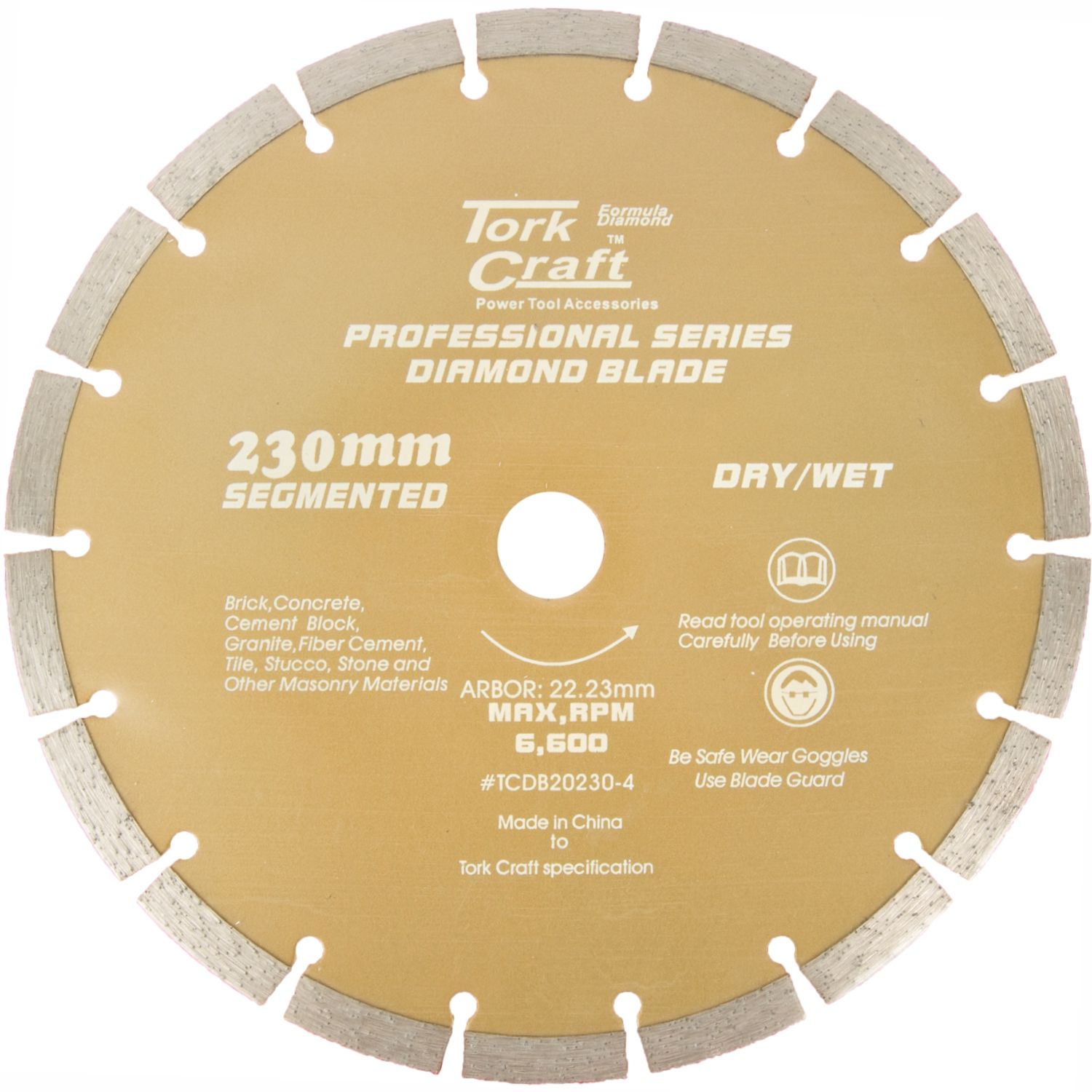DIAMOND BLADE 10MM SEG FOR CUTTING BUILDING MATERIALS 230MM 22.23