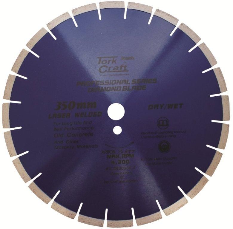 DIAMOND BLADE 350x25.4MM CONCRETE LASER WELDED SEGMENTED