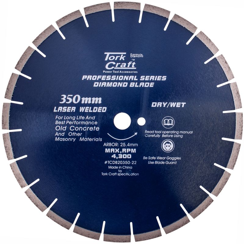 DIAMOND BLADE 350x25.4MM OLD CONCRETE LASER WELDED SEGMENTED