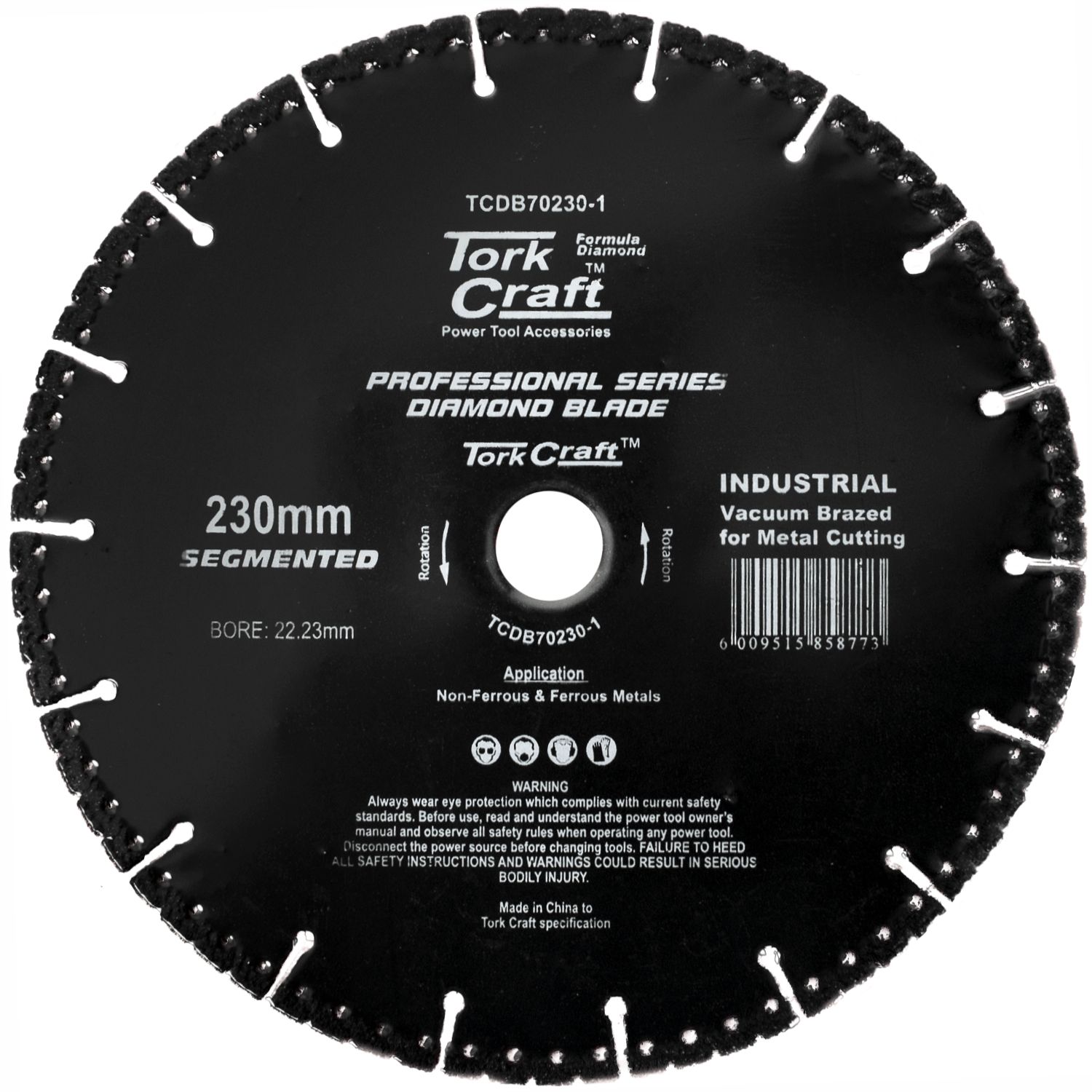 DIAMOND BLADE SEG.230X22.23MM VACUUM BRAZED METAL CUTTING