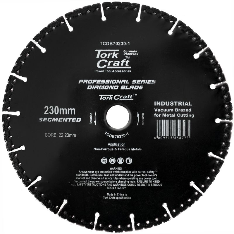 DIAMOND BLADE SEG.230X22.23MM VACUUM BRAZED METAL CUTTING