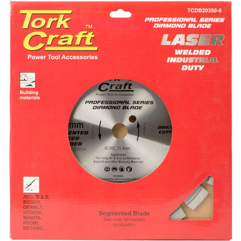 DIAMOND BLADE 350x25.4MM ASPHALT LASER WELDED SEGMENTED TAR