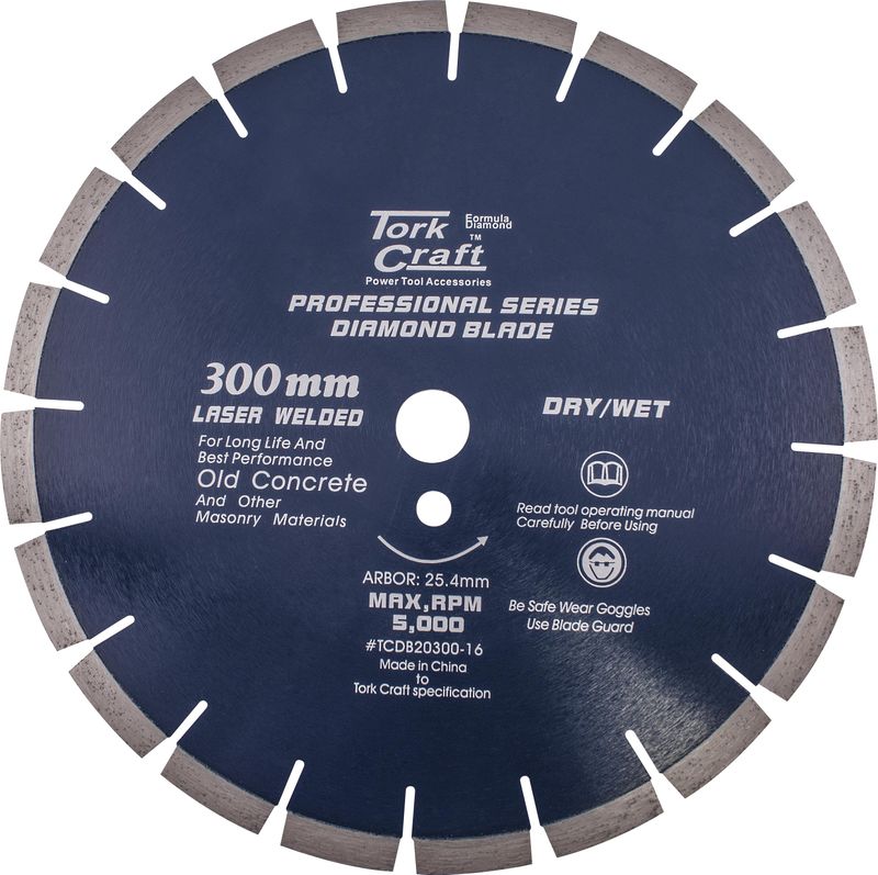 DIAMOND BLADE 300 x 25.4MM OLD CONCRETE LASER WELDED SEGMENTED