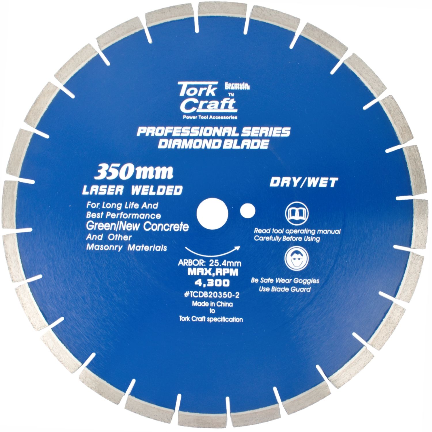 DIAMOND BLADE 350x25.4MM GREEN / NEW CONCRETE LASER WELDED SEGMENTED