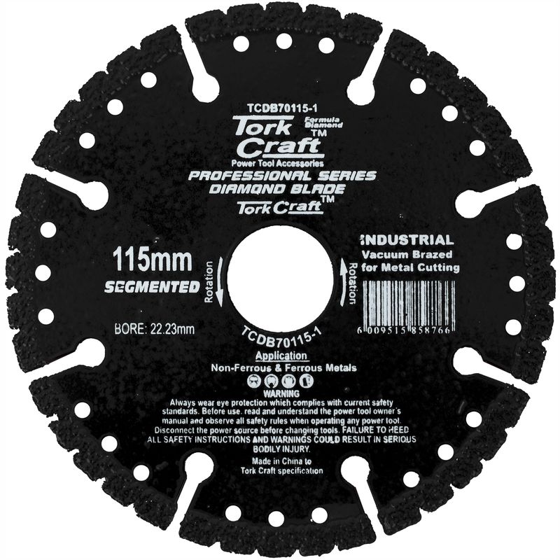 DIAMOND BLADE SEG.115 x 22.23MM VACUUM BRAZED  FOR METAL CUTTING