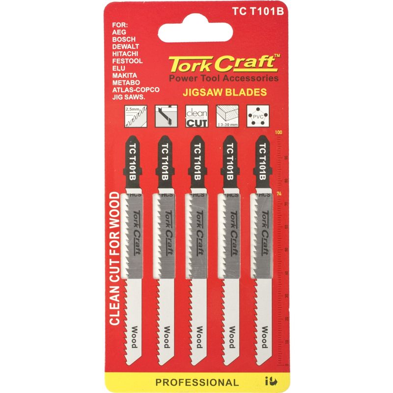 T-SHANK JIGSAW BLADE FOR WOOD 2.5MM 10TPI 100MM 5PC