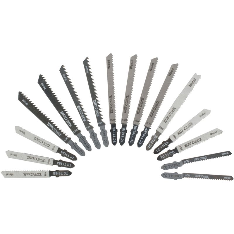 T-SHANK JIGSAW BLADES 16PC SET ASSORTED METAL &amp; WOOD CUTTING